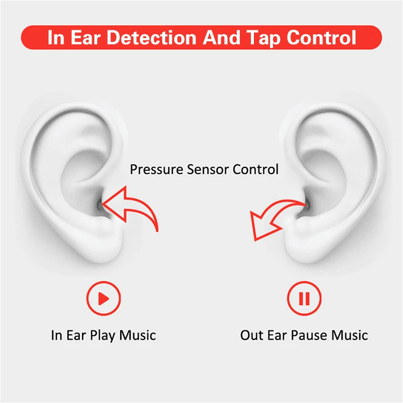 
Real i9000 TWS Smart Sensor Wireless Earphone Bluetooth 5.0 Touch Control 8D Super Bass Earbuds pk W1 H1 chip i30000 i500 i8000 