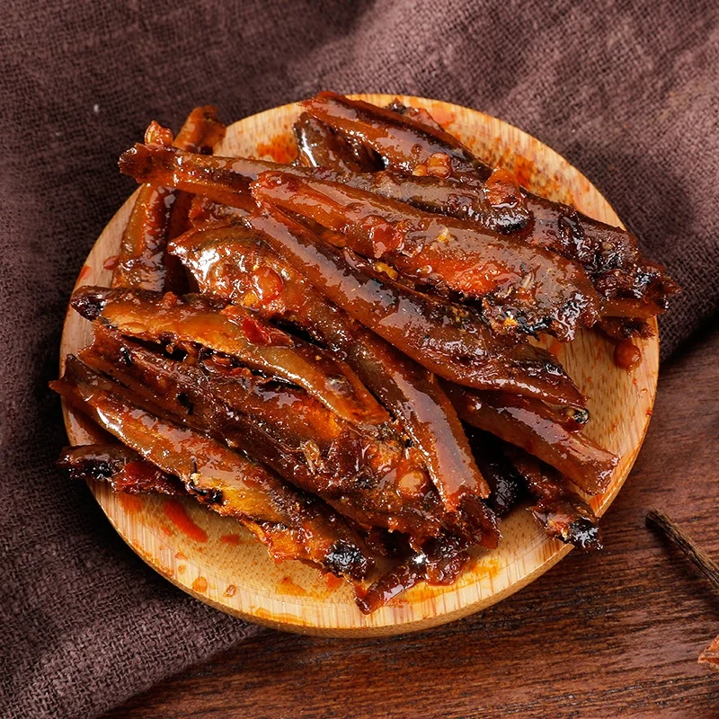 
hot selling food ready packed leisure seafood fish snacks with logo 