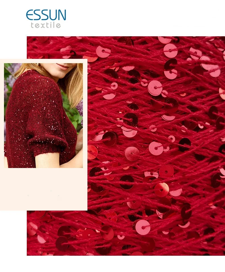 Flower Sequins Thread NM 2.5 45% Cotton 55% Polyester PET 3MM + 6MM Fancy Sequin For Hand Made Crochet Products