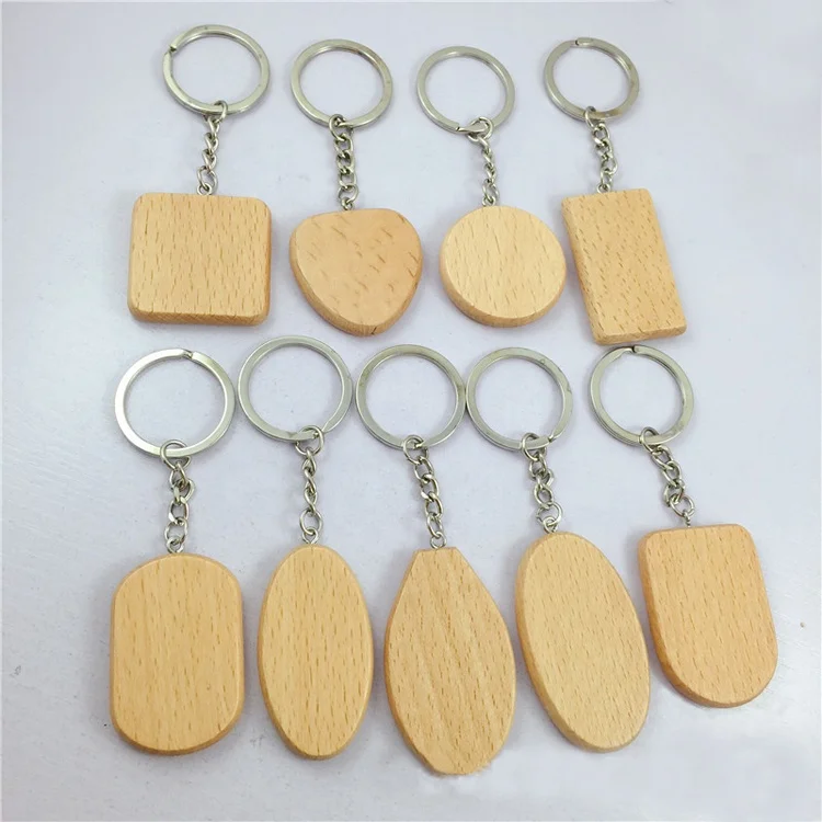 Wholesale OEM supply Fashionable Factory Price custom  Logo Beech Wooden Keychains