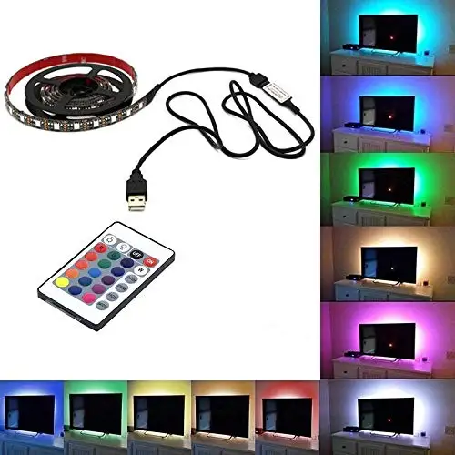  5050 DC5V IP65 гибкий RGB ТВ ПОДСВЕТКА Комплект USB Светодиодная лента с 24 клавишами ИК пульт дистанционного