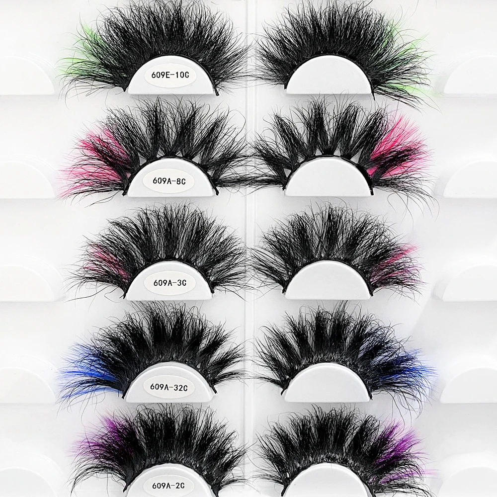 Лидер продаж 25 мм цветная полоса норки оптовая продажа 5d цветные норковые ресницы поставщик ресниц частная этикетка натуральный мех 3d