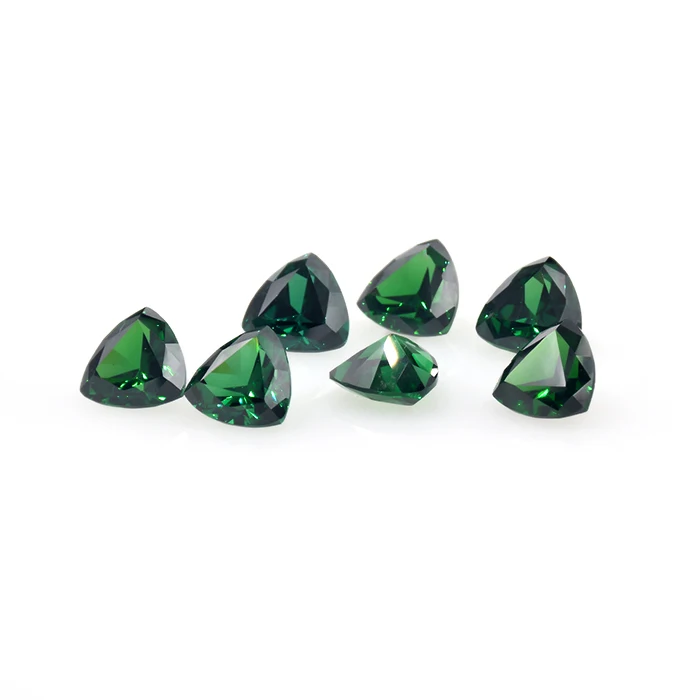 Synthetic Cubic Zirconia Supplier Factory Offers Dark Green Trillion Cut Loose Zircon Gems Stone For Jewelry