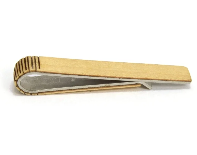 
Wholesale Luxury Men Blank Simple Silver Color Plated Brass Solid Wooden Tie Clip 