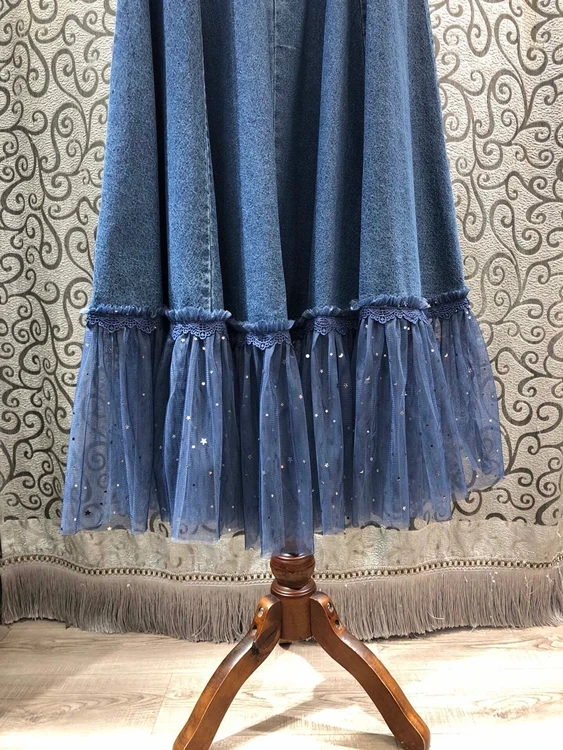 New Style Blue Maxi Standard Fashion Women Denim Skirts For Ladies