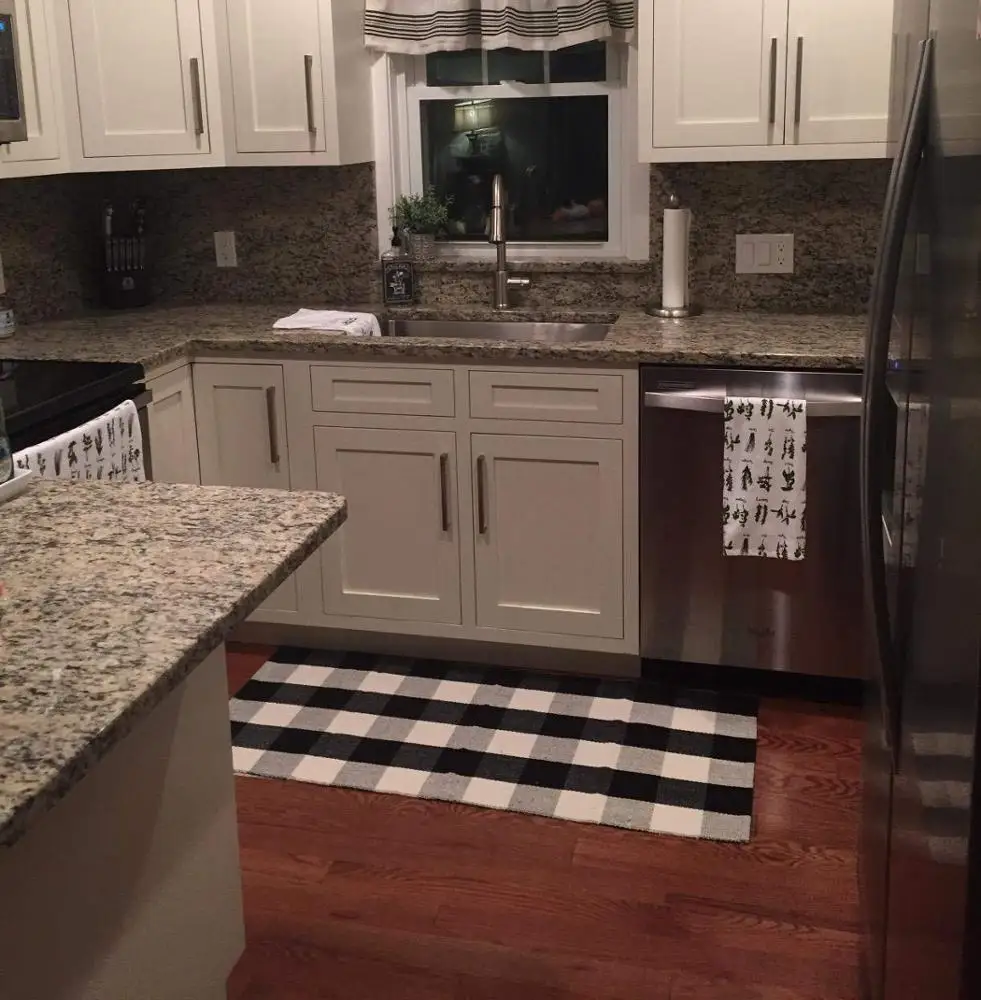 Cotton Checked Black and White Check Buffalo Plaid Rug for Porch Living Room Bedroom Kitchen Bathroom Laundry Room Bedroom