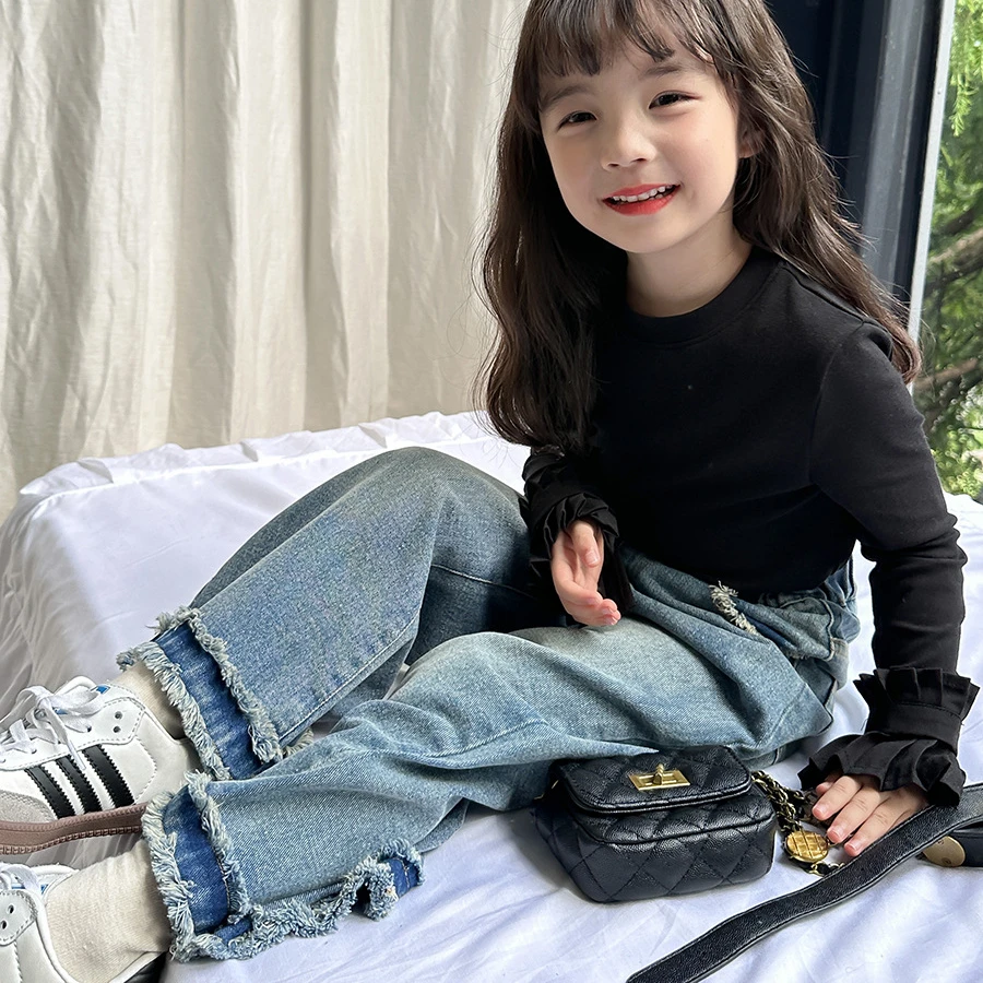 Wholesale 2 -10 T Wholesale Casual Retro Children Baby Overalls Wear Kids Boys Blue Girl Jeans Denim Pants for Children