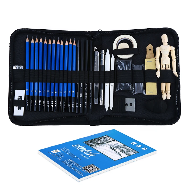 professional drawing pencils 32/33/35/40/48/49/50/70 pcs Sketching Charcoal Pencil Sketch set with Sketch Pad