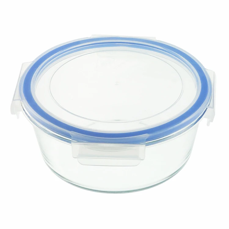 
High Quality Lunch Box Cookware Airtight Round Borosilicate Glass Food Storage 