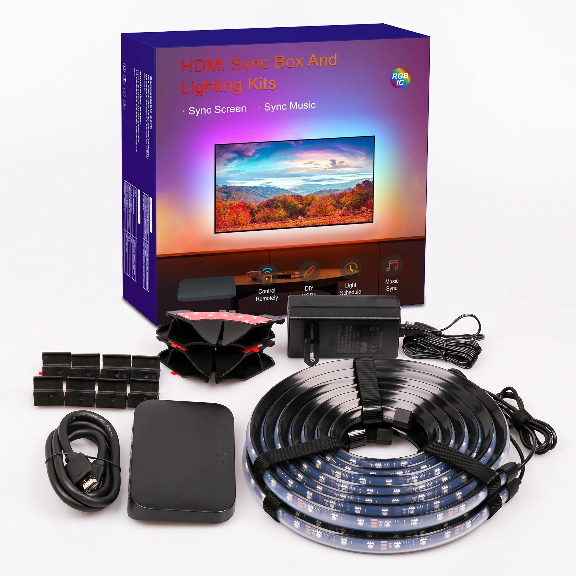 Лидер продаж новейшая версия 2 1 HDMI TV комплект с атмосферной подсветкой тот же экран интеллектуальная настенная Светодиодная лента для телевизора
