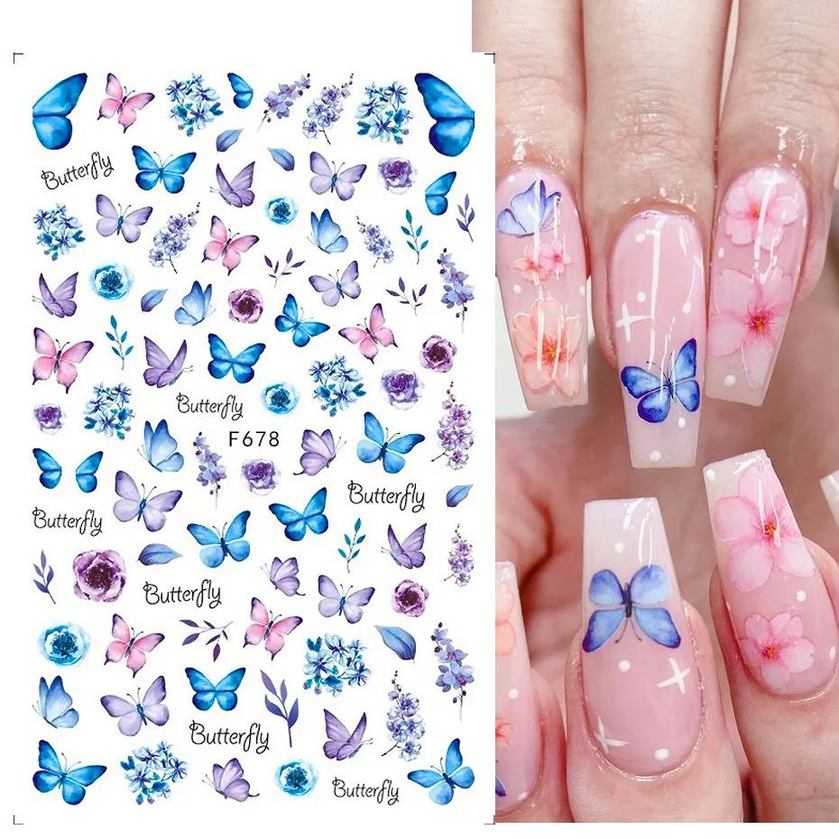 3D Nail Stickers Black Heart Love Self-Adhesive Slider Letters Nail Art Decorations Stars Decals Manicure Accessories