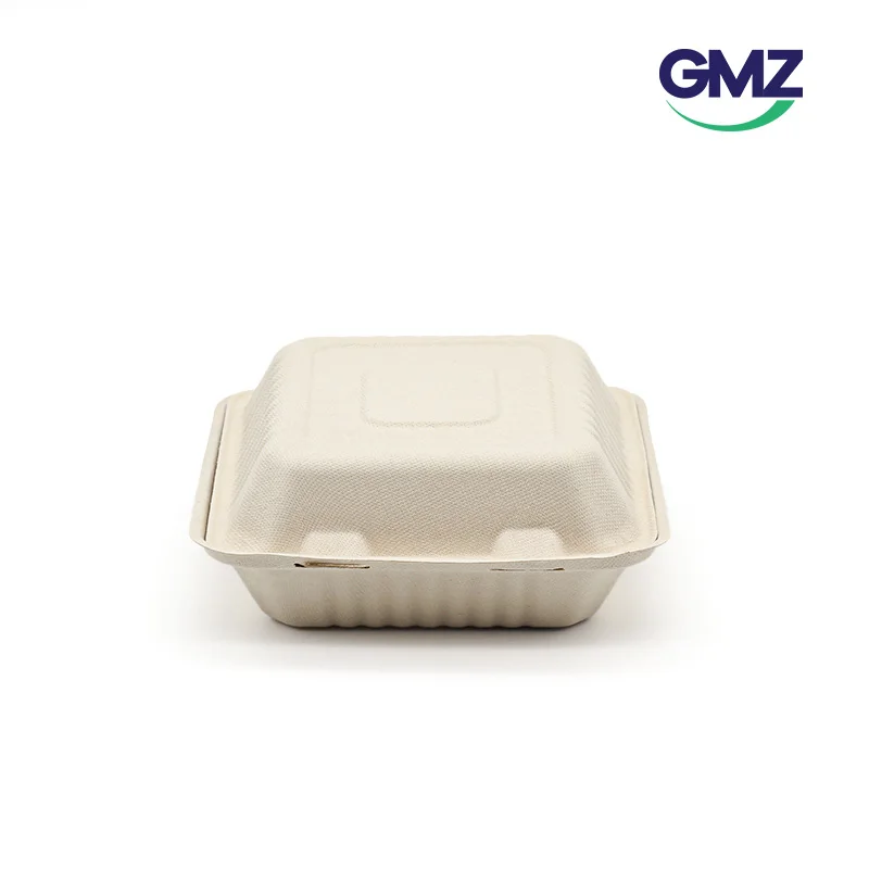 100% compostable bagasse plates paper packaging box supplier customized eco friendly cutlery