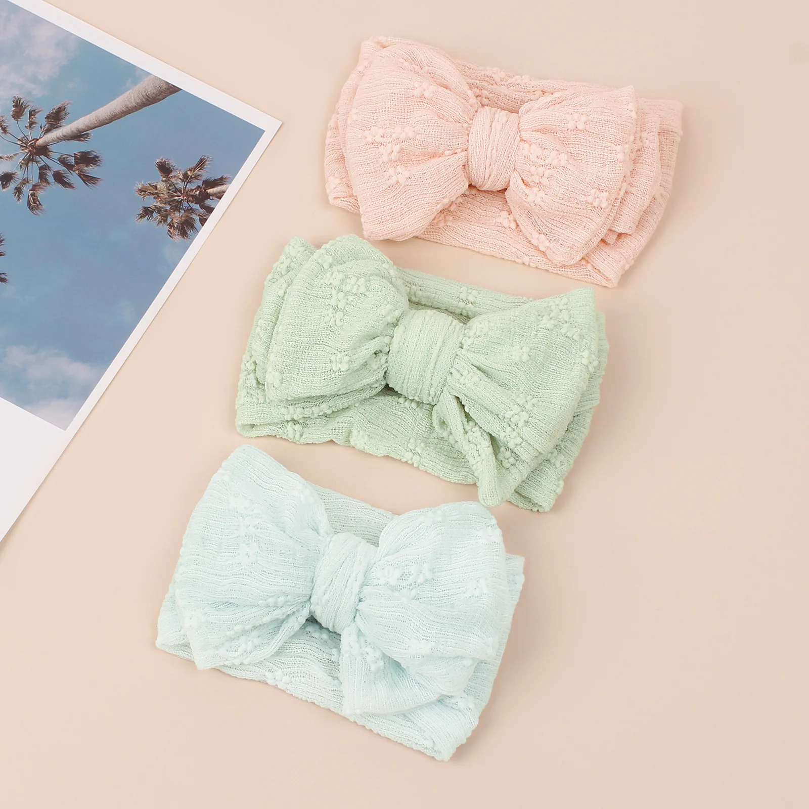 Baby Girls Nylon Knit Headbands Infant Toddler Solid Colors Top Knotted Baby Turban Headbands