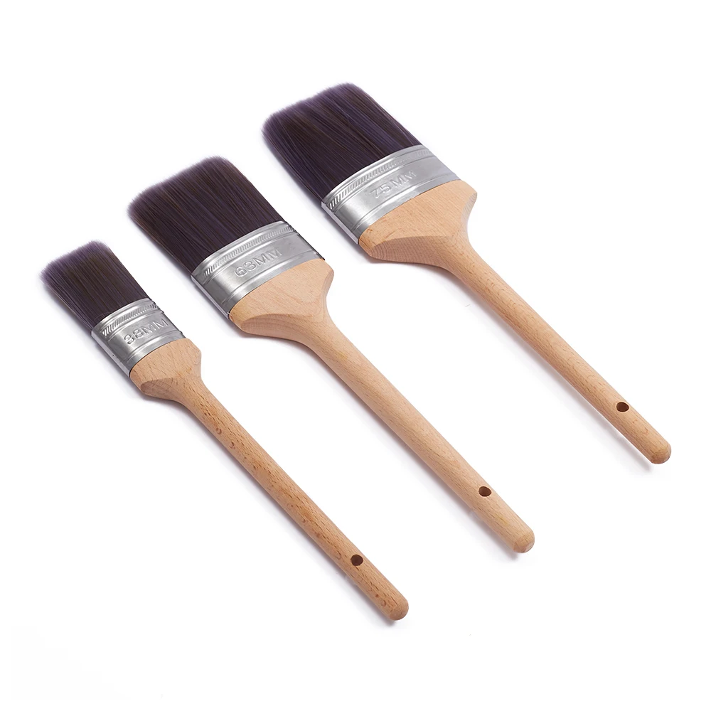 PET And PBT Hair Oval Angled Paint Brush With Wood Handle