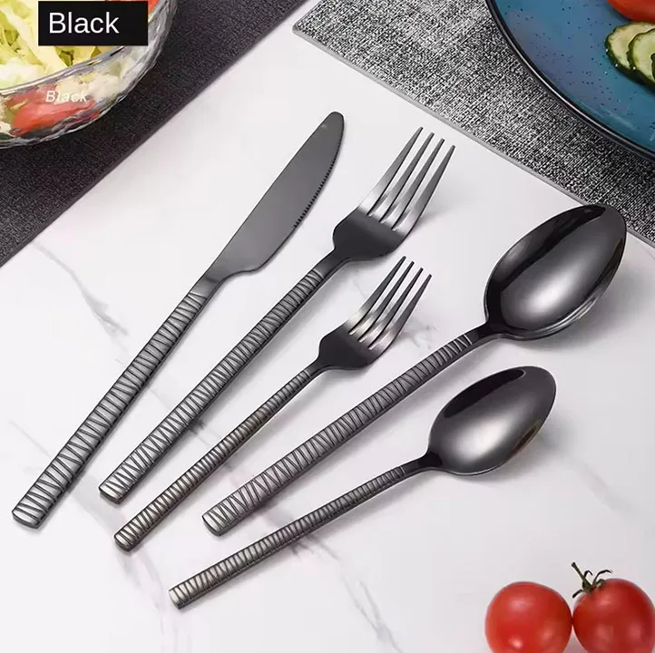 China Manufacturer Stainless Steel Spoon Knife Fork Flatware Utensil Cutlery Black
