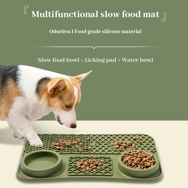 New Silicone Pet Licking Plate Slow Food Mat Easy Flushing Slow Food Placemat Food Grade Silicone with Suction Cup Dog Tableware