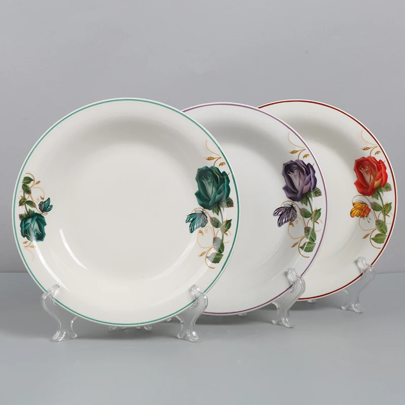 Горячая Распродажа керамическая тарелка 9 25 дюйма с изображением розы дизайн под заказ набор подарков домашняя обеденная для ресторана