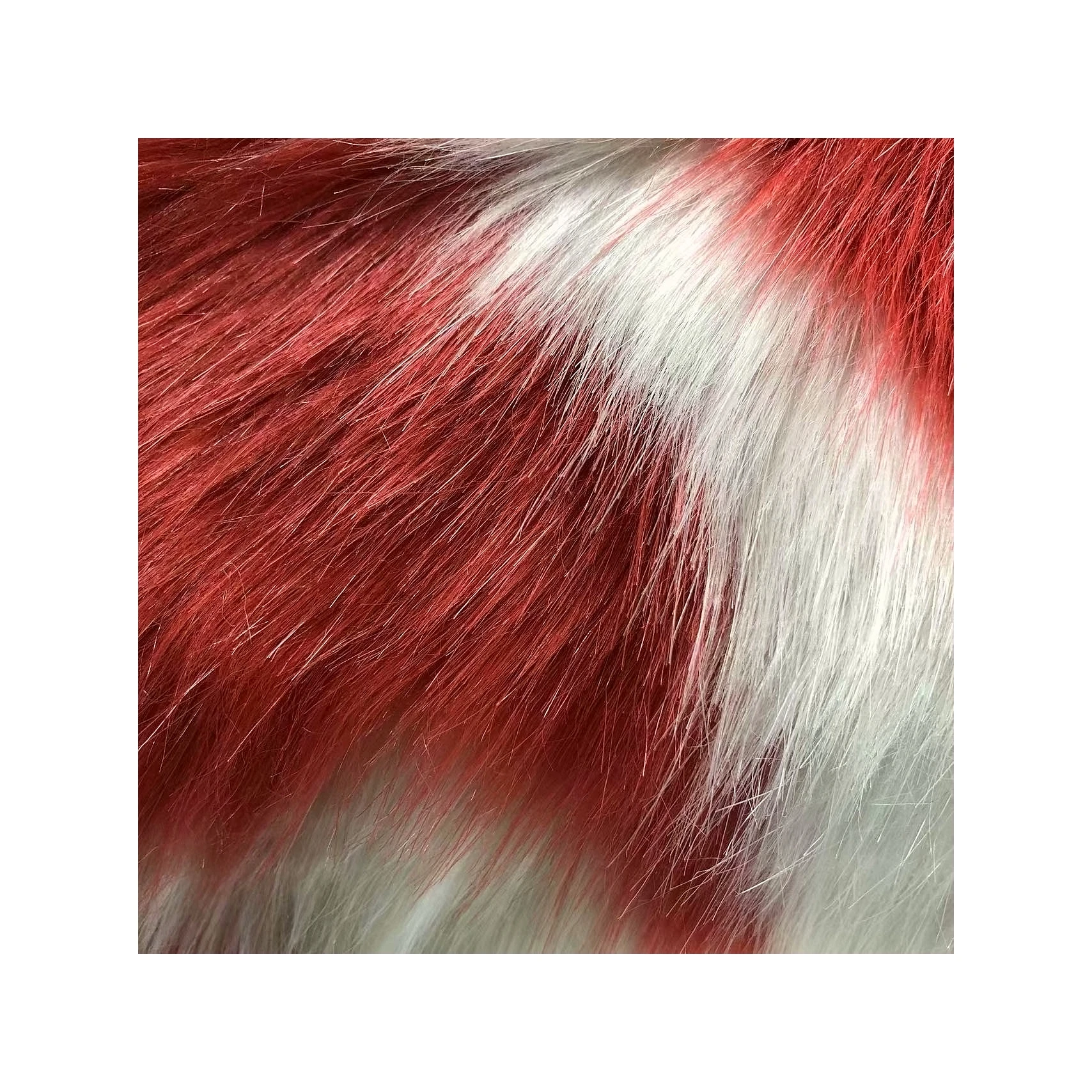 Luxury Garments Soft Long Hair Imitation Fur Red And White Color Sheepskin Faux Fur Fabric