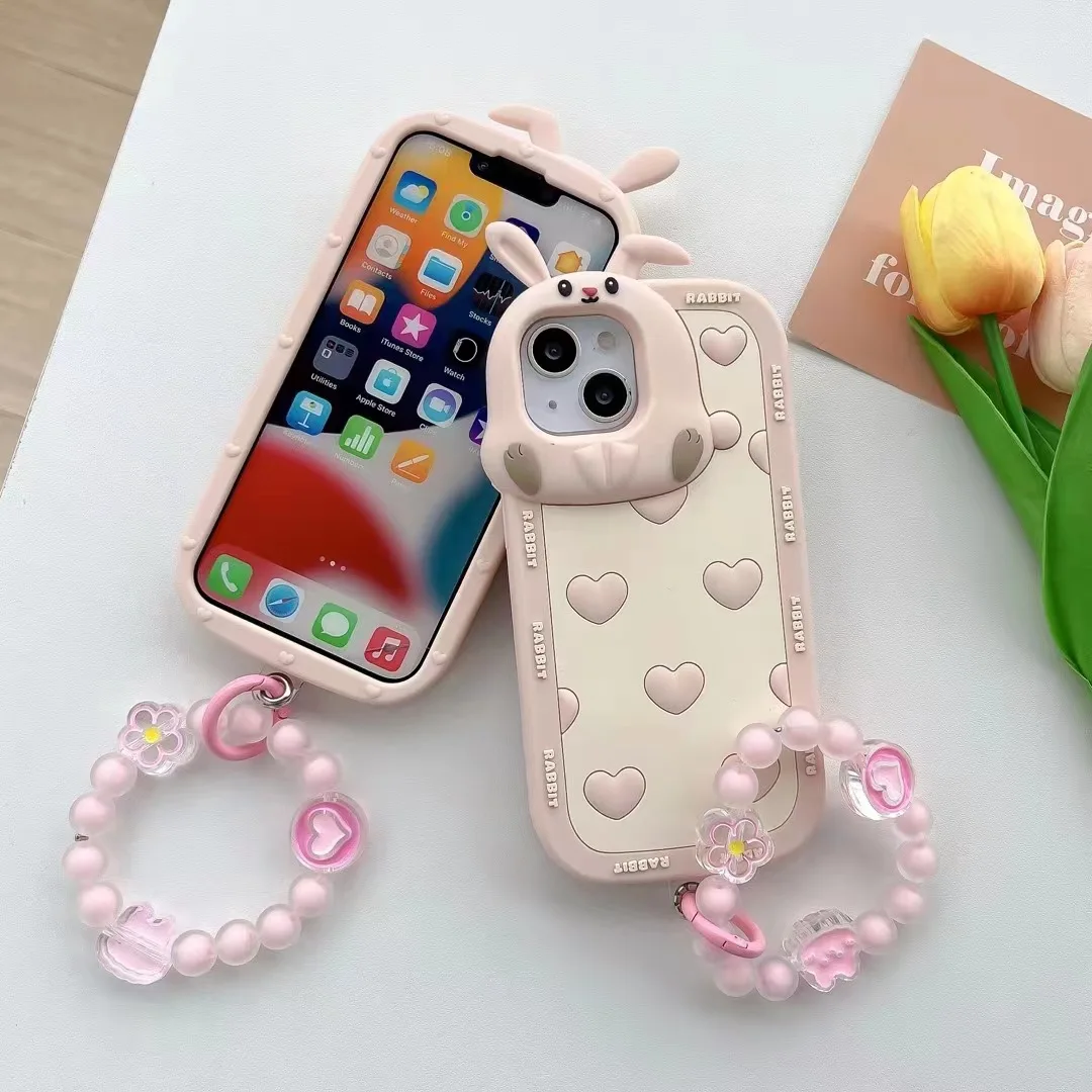 2022 new funny love rabbit style phone case for girls silicone phone cover for iphone 14 pro max