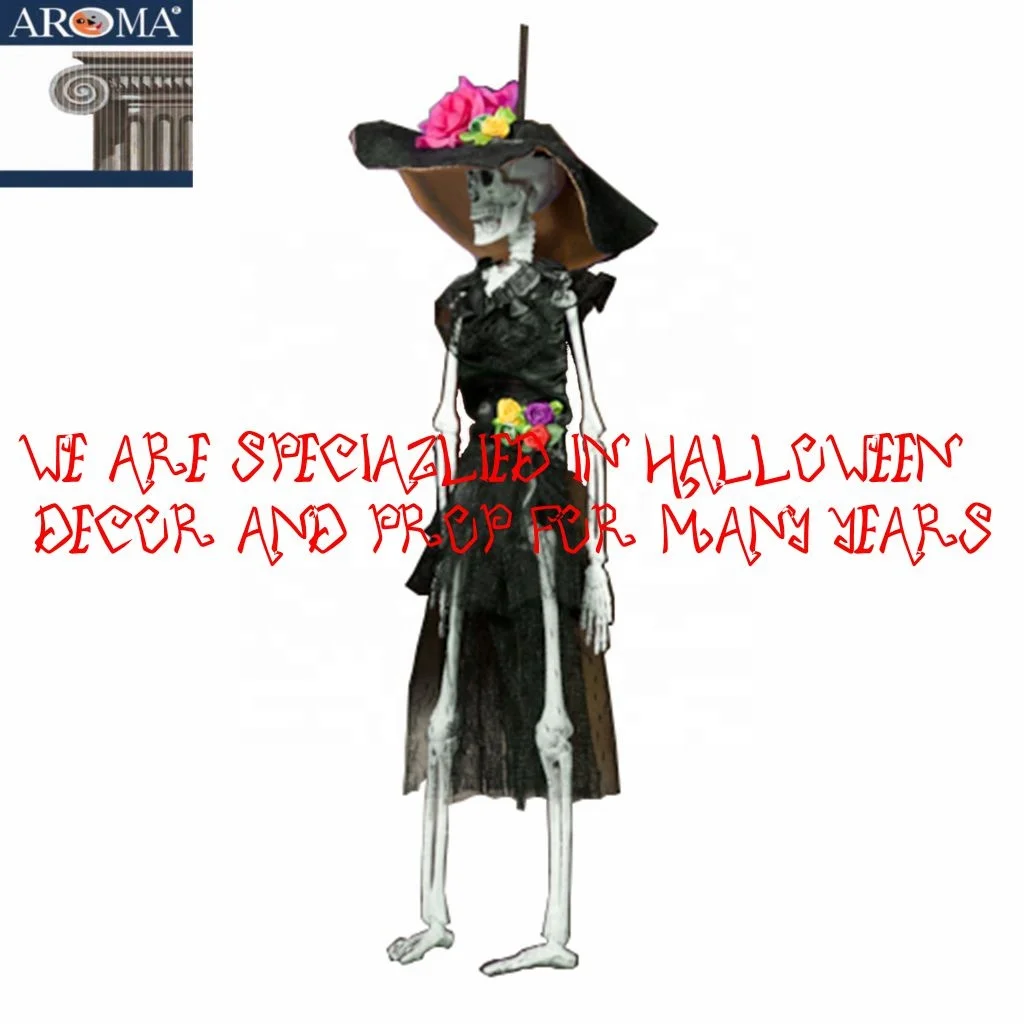 Halloween Death Day Decor Female Skeleton Ghost in Skirt Haunted House Party Hanging Plastic Props ARW17-2 MODEL