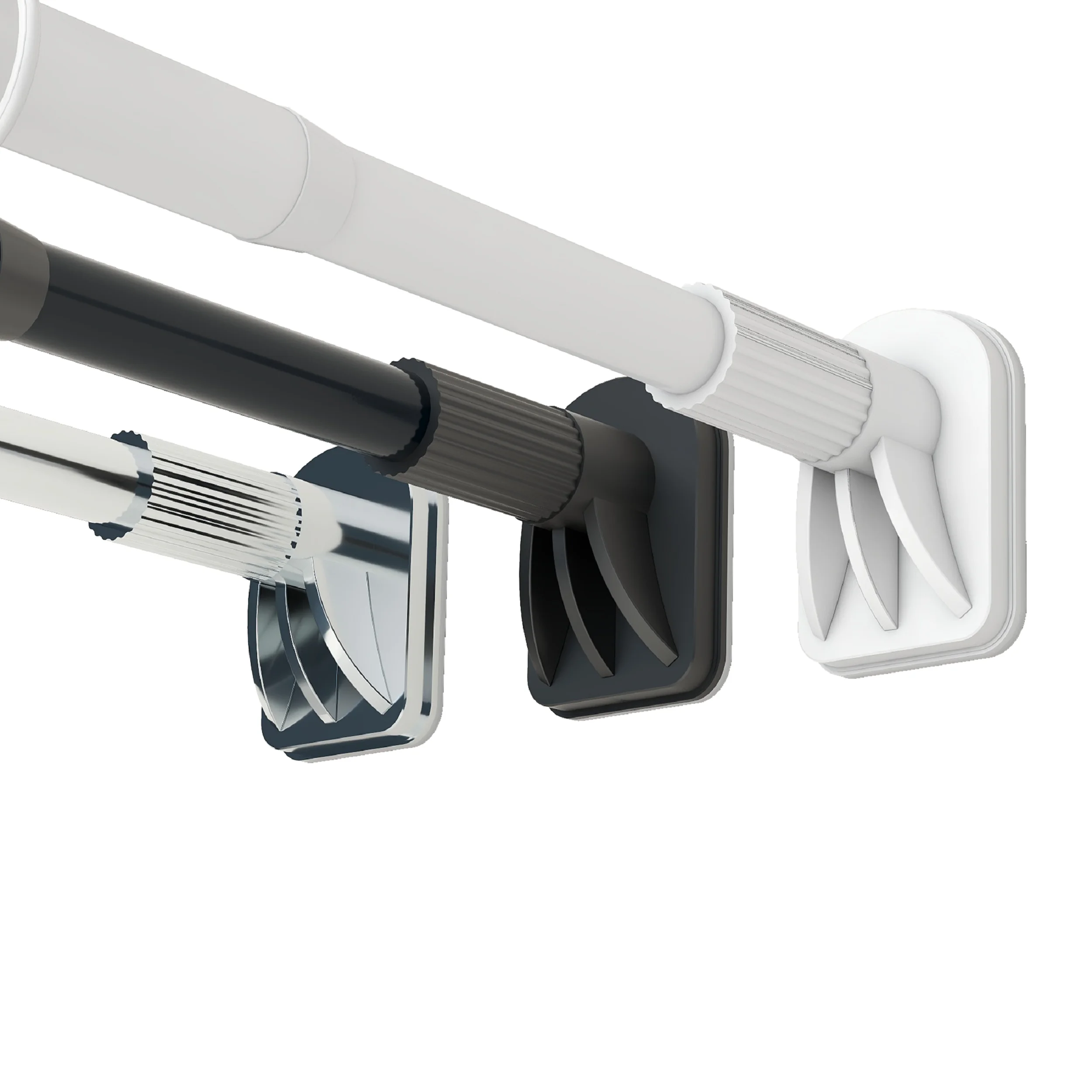 Custom metal paint balcony clothes drying pole simple bedroom telescopic curtain pole 2.67-3.17m black and white electroplating