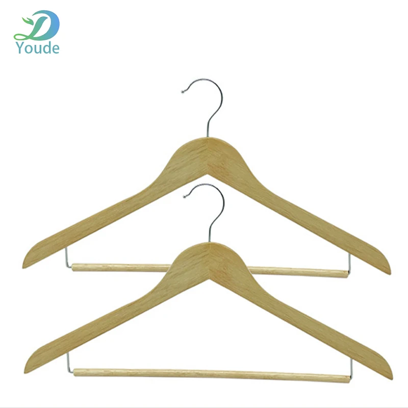 Customized Logo Shirt Hanger Low Price Hangers for Man Guestroom Solid Wood Clothes Stand