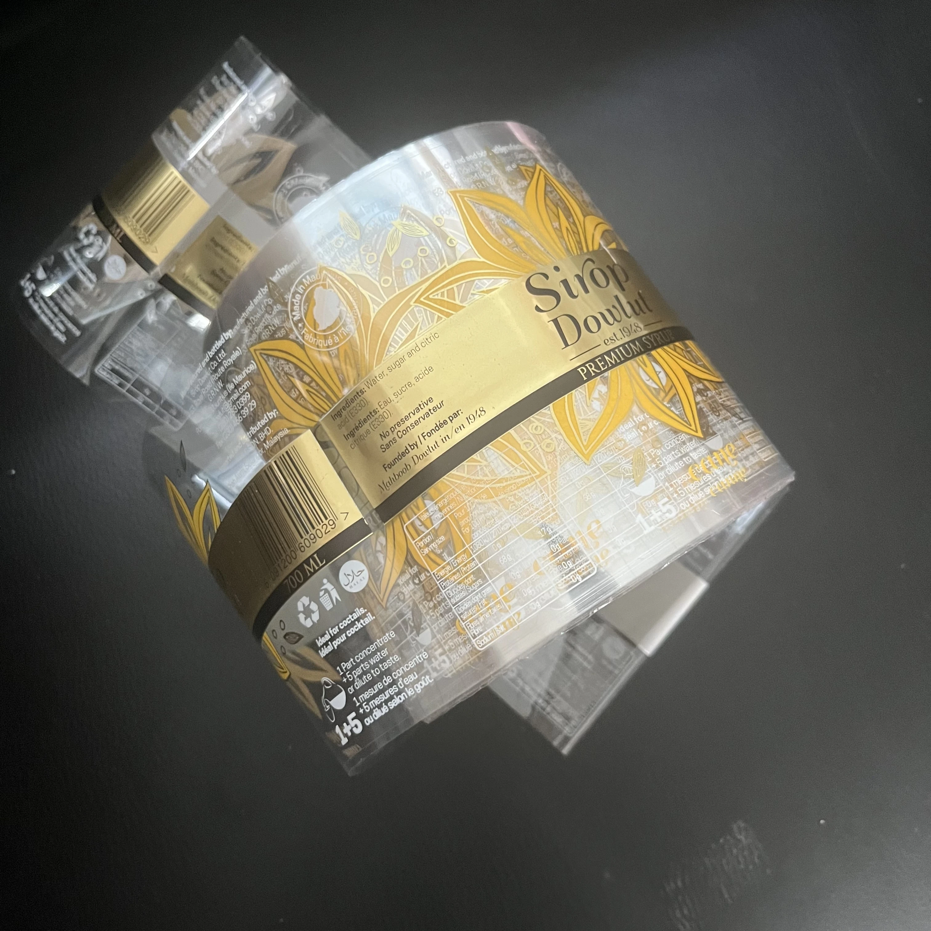 Custom Logo Printing Roll Transparent Labels Clear Gold Foil Self Adhesive Private Sticker