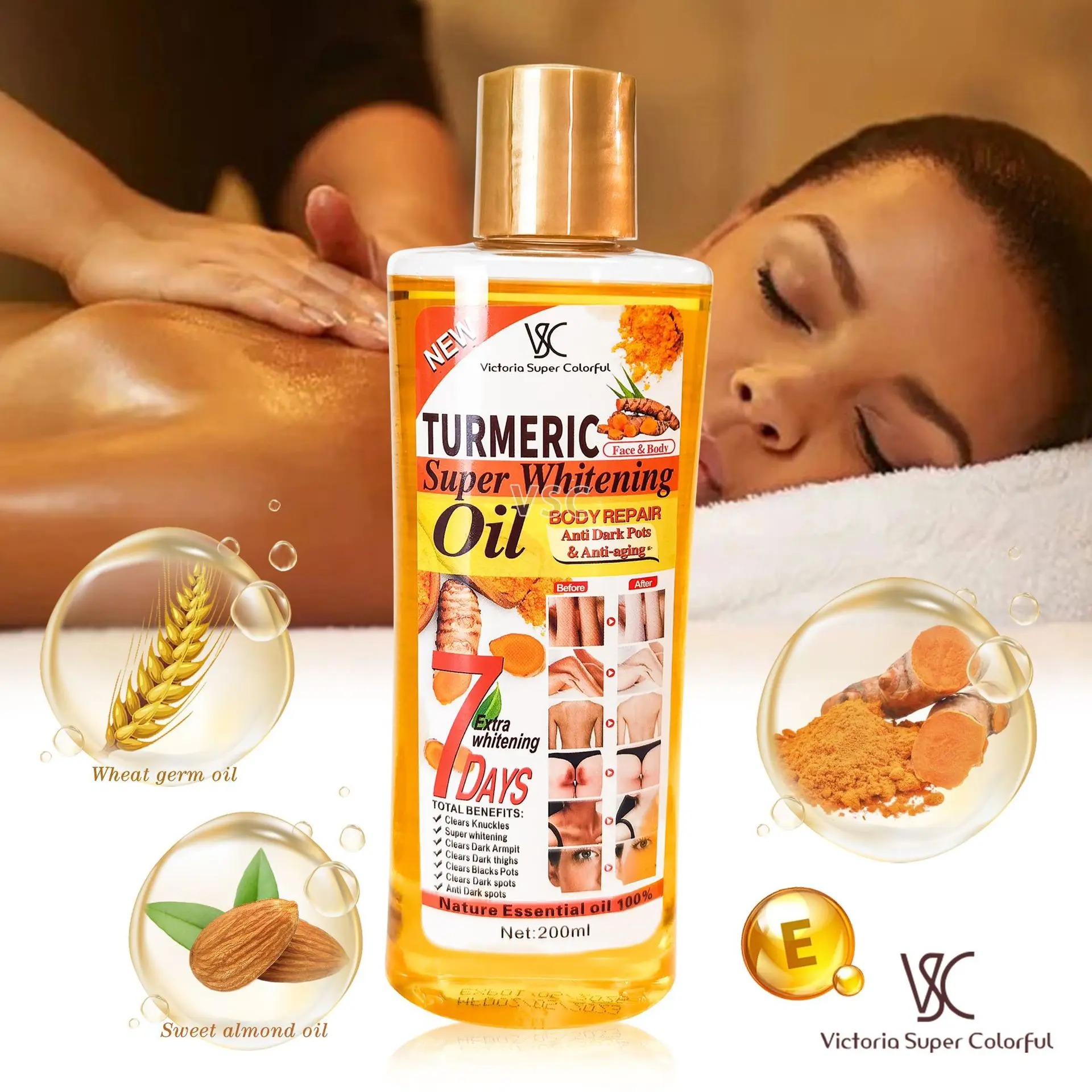 Wholesale Facial And Body Moisturizing Turmeric Essential Oil Smoothing Skin Anti Aging Turmeric Super Whitening Oil