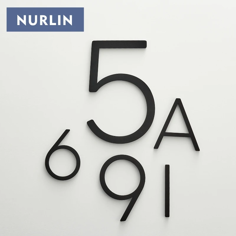 Nurlin Solid Brass 4-12 Inches 10-30cm Big Number Letter Door House Public Black Floating Signature Outdoor Digits Multiple Size
