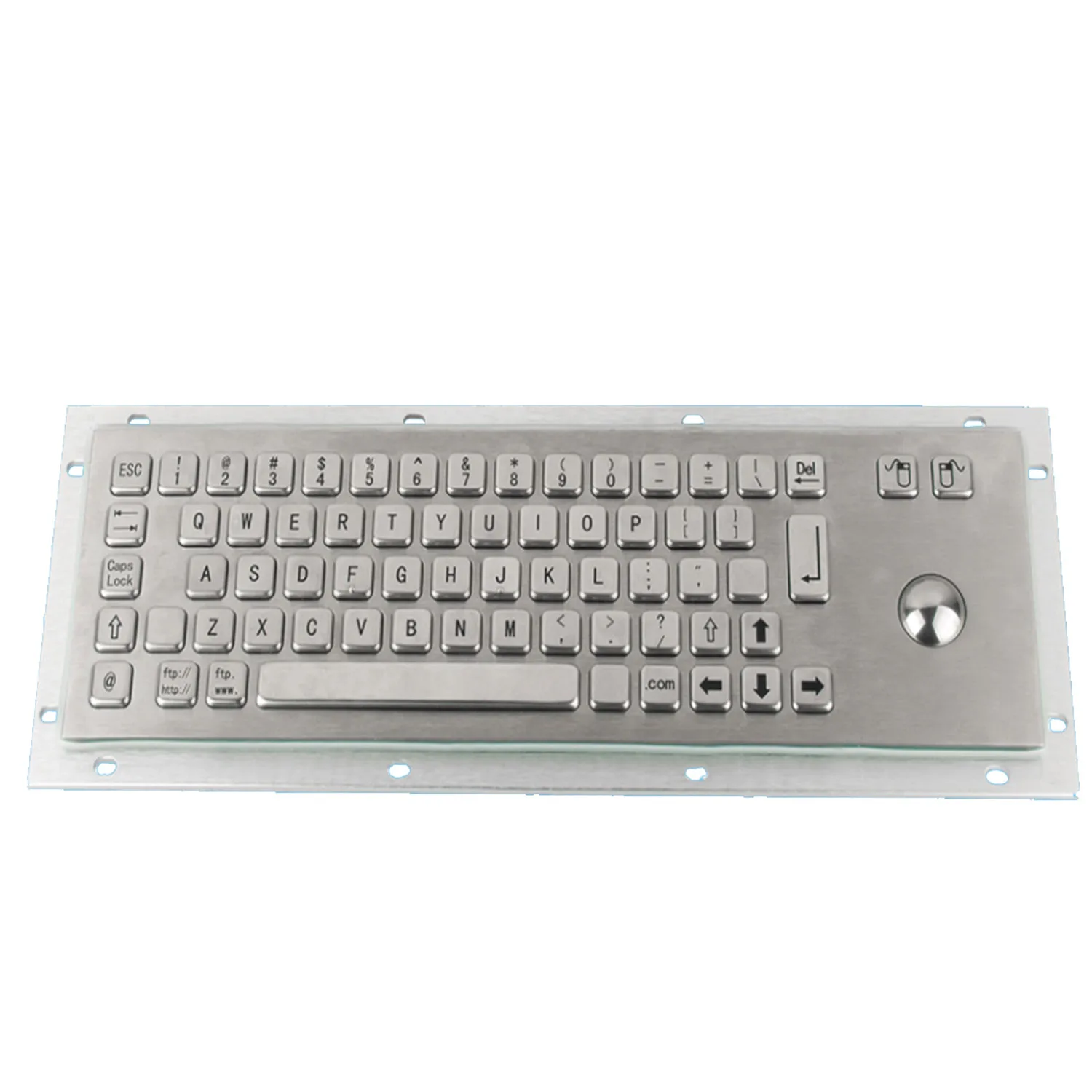 Industrial new design backlit industrial metal keyboard with trackball