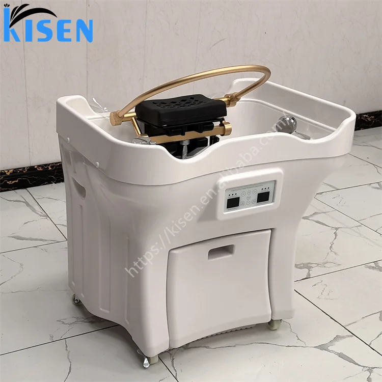 Kisen Good Quality Hot Control Panel For Bed Head Spa Shampoo Chairs Set Hair Salon Furniture No Pluming With Two Tanks