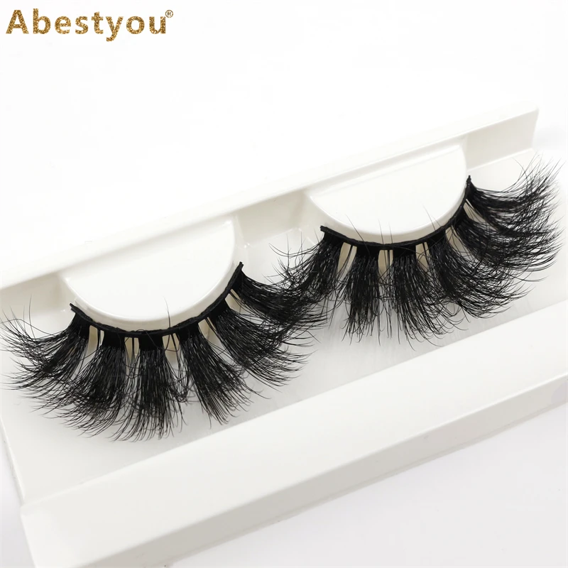 Abestyou Factory Manufacturer Wholesale Faux Mink Strip Eyelashes Cat Eye Wispy Messy Fluffy Faux Mink Eyelashes 25mm