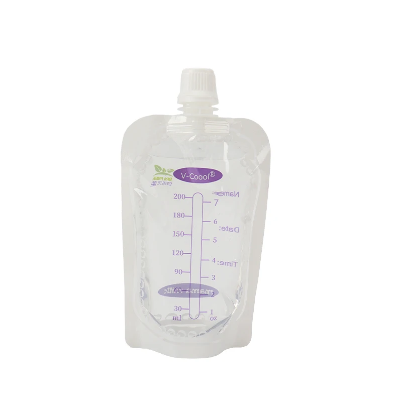 Reusable Liquid Packaging Soft Drink Fruit Juice Stand Up Spout Pouch Bag Breast Milk Bag With Spout