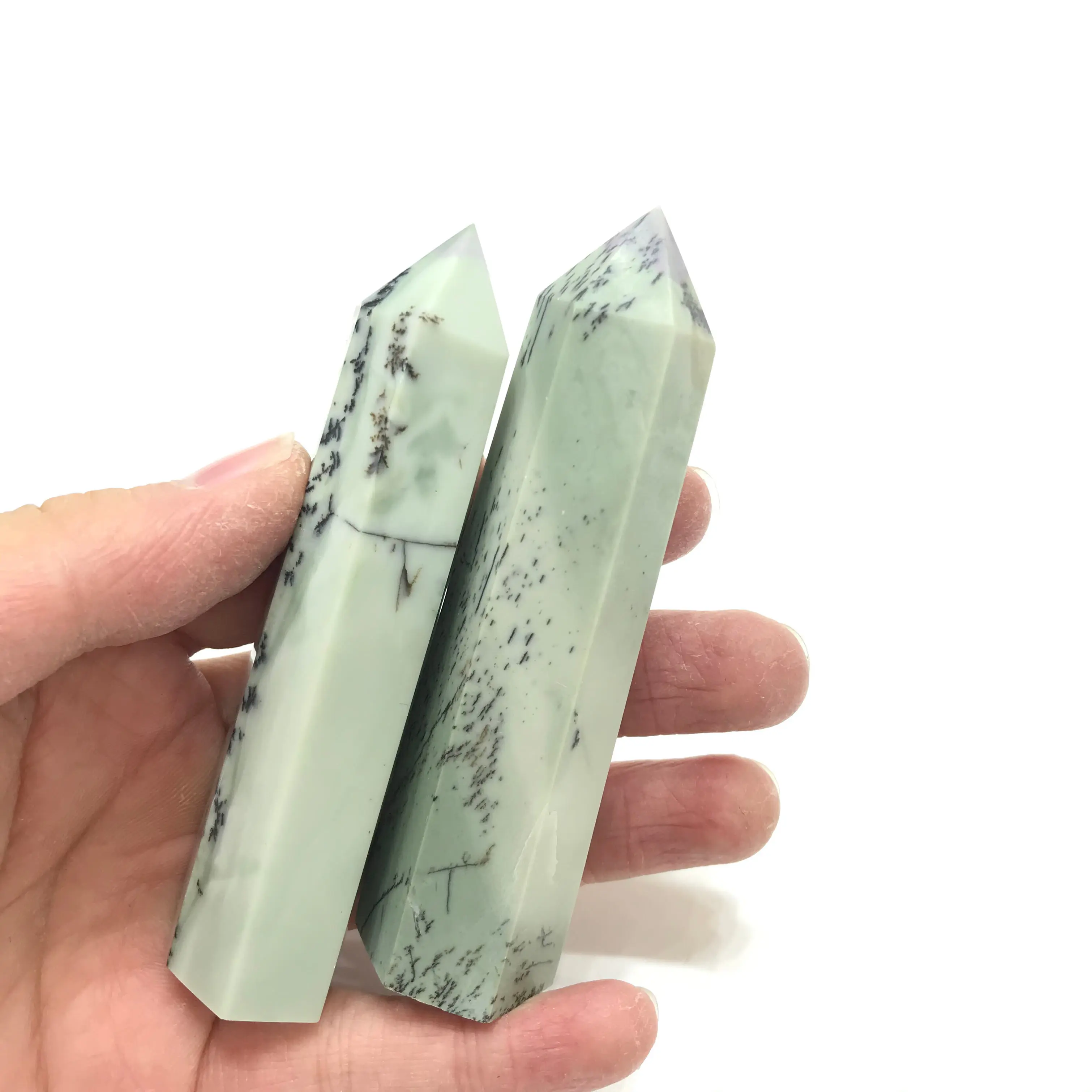 Natural Green Tree Jade Crystal Dendrite Tower Point For Home Decoration Gifts