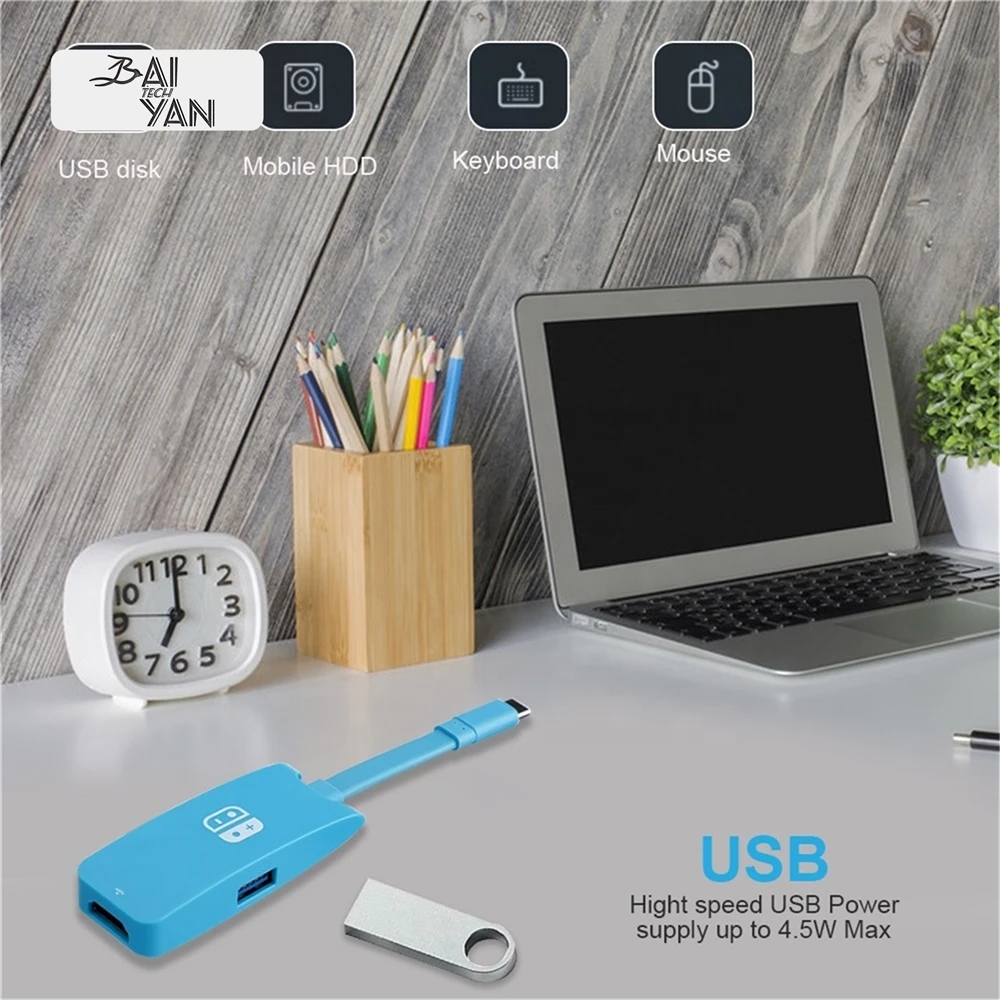Multi 3 in 1 Type C Adapter for Nintend Switch Hub USB-C to 4K*2K HDTV PD Charging Port Nintendo Game Accessories
