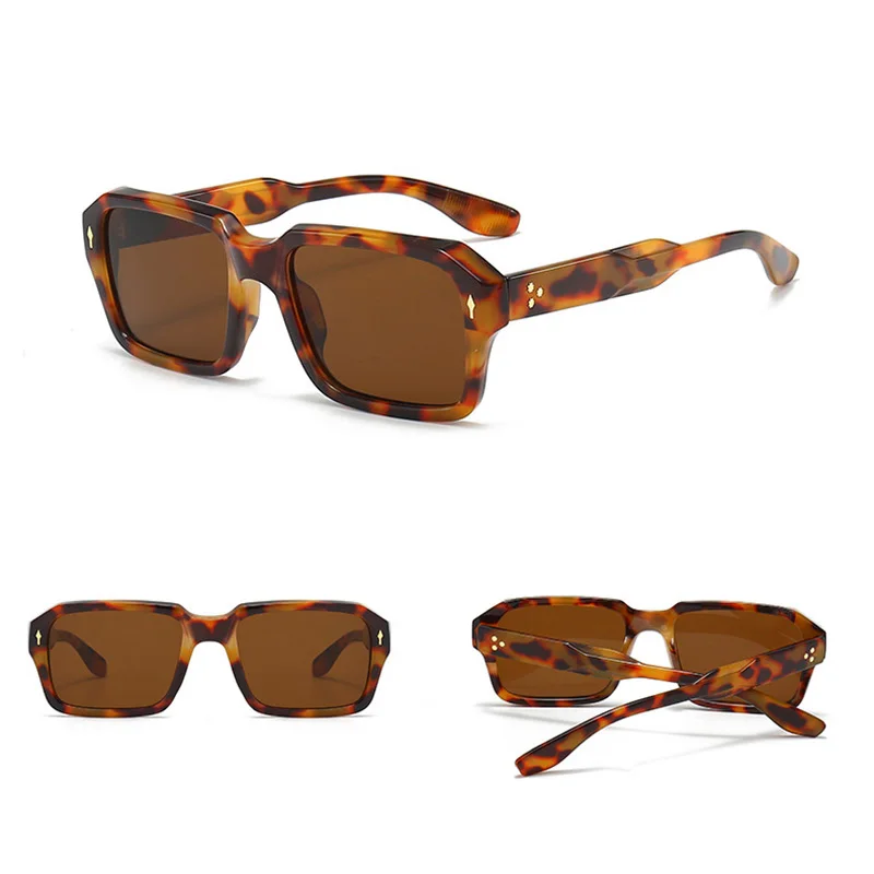 DL Glasses rice nails frame glasses eyeglasses fashionable blue lens shade sunglass retro custom logo sunglasses