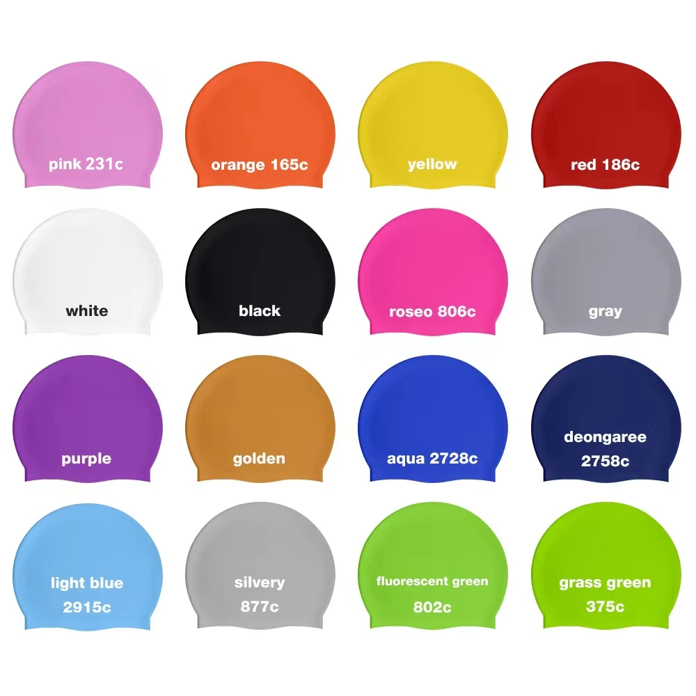 E-Commerce New Fashion Swim Cap Custom Accepted Wholesale Price Waterproof Environmental High Elasticity Silicone Swimming Caps