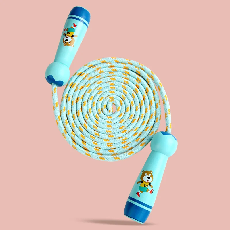Best Selling 3m Long Skipping Rope Colorful Pattern Printing Wooden Handle Skipping Rope for Children Fitness