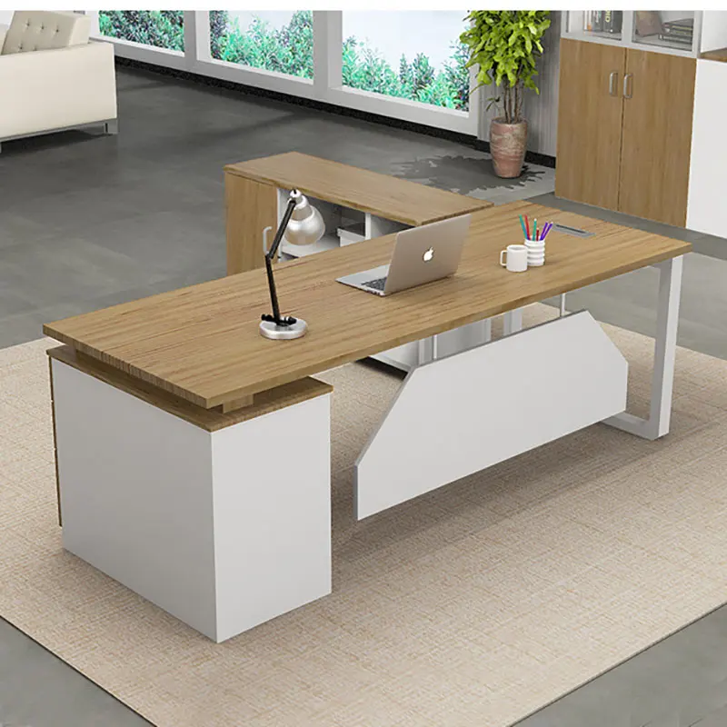 Modern Office Furniture L Shaped MFC Melamine Wooden Manager Executive Office Desk