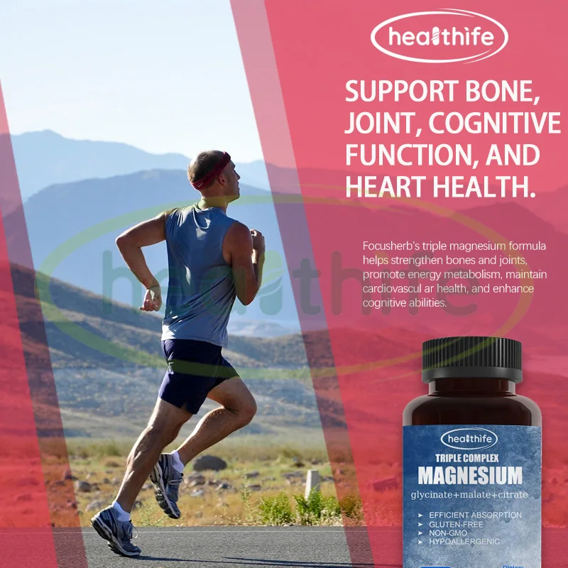 Healthife Magnesium Complex Supplement Magnesium Glycinate Malate Citrate 500Mg 90 Capsules