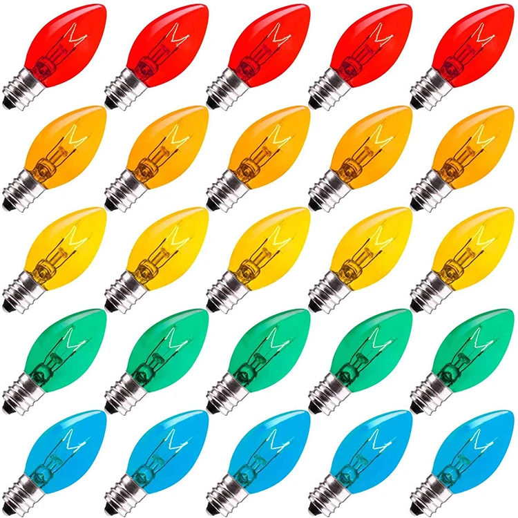 Replacement Bulbs C7 E12 Clear Multi Colors  Candelabra lamp Christmas  String Light Xmas chain lights BULBS