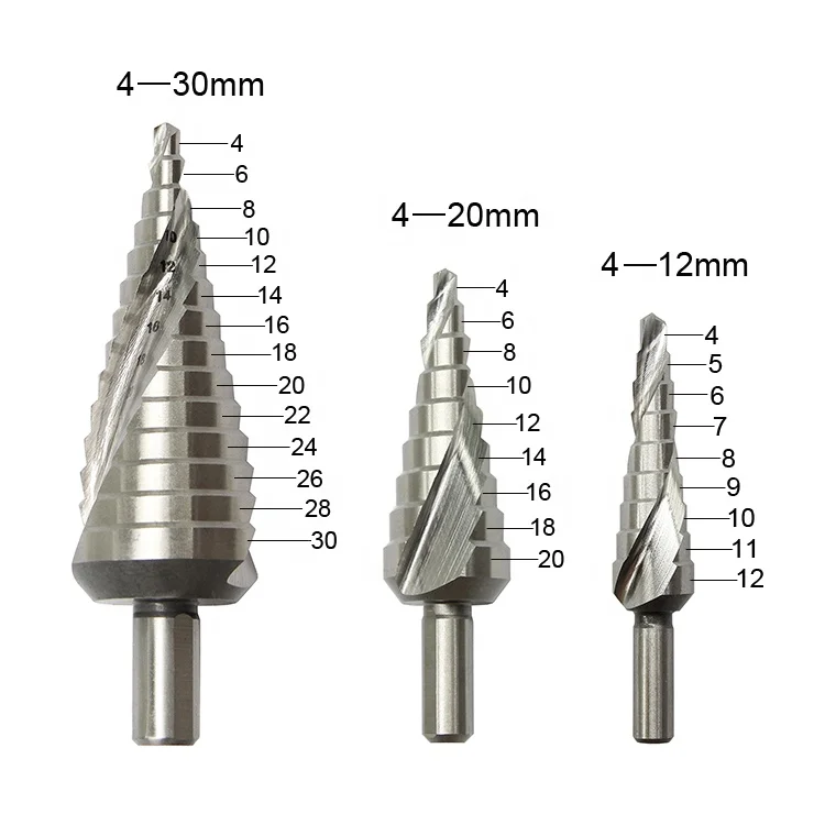 3pcs HSS M2 Step Drill Bit Set Unibit Cone Drill Bits for Stainless Steel, Metal, Wood, Plastic