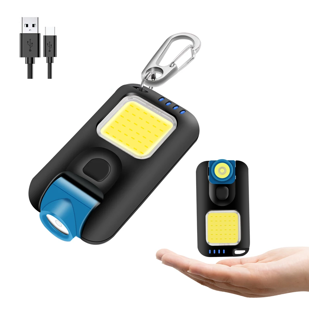 Bright Mini Keychain Flashlight USB Rechargeable Small Keychain Flashlight With 6 Lighting Clip-on Pocket Light For Outdoor