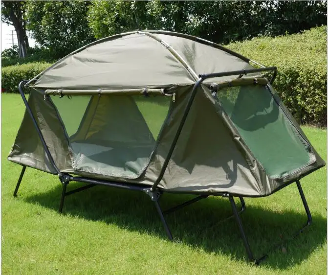 2-Person Durable Nylon Folding Fishing Tent Double Layers Aluminum Pole Steel Frame Oxford Cars Outdoor Recreation Camping