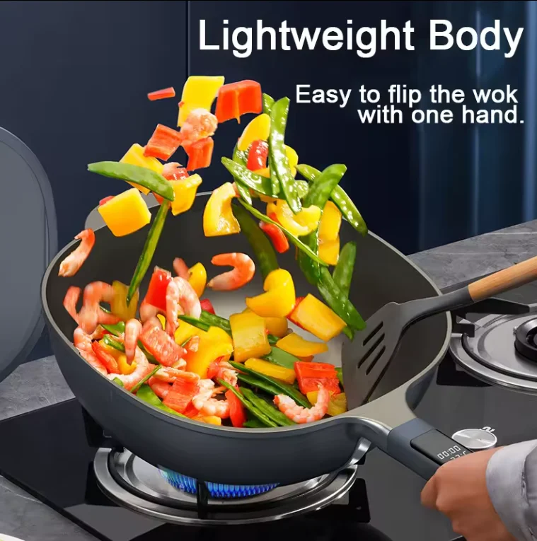 2024 New  glass cover  intelligent temperature display non-stick aluminum cookware frying pan  Appliances Non-stick Cookware