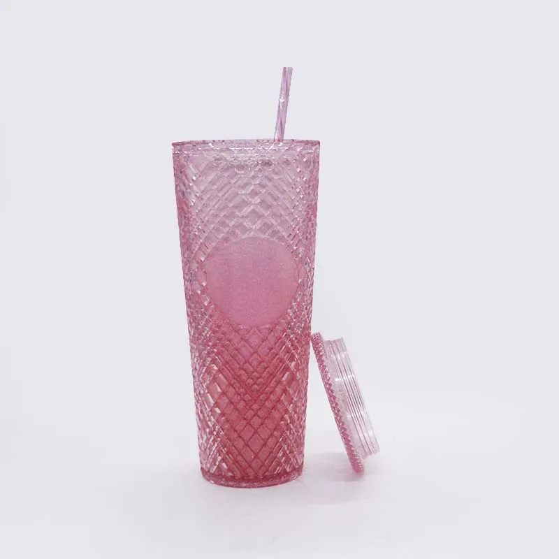 Waterproof double plastic straw cup large capacity of creative 710 ml water mug prick the hand cup