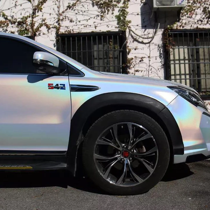 NICAI Wholesale Car Wrap Diamond Glitter Rainbow Laser Chrome White Holographic Vinyl Super Stretch Wrap Vinyl Stickers Car
