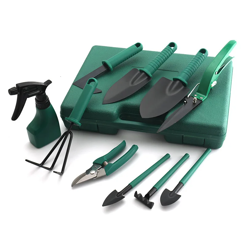 High Quality Garden Equipment 10 Pcs Hand Tools Set With Garden Shovel Scissor Watering Can Garden Hand Tools Box Set