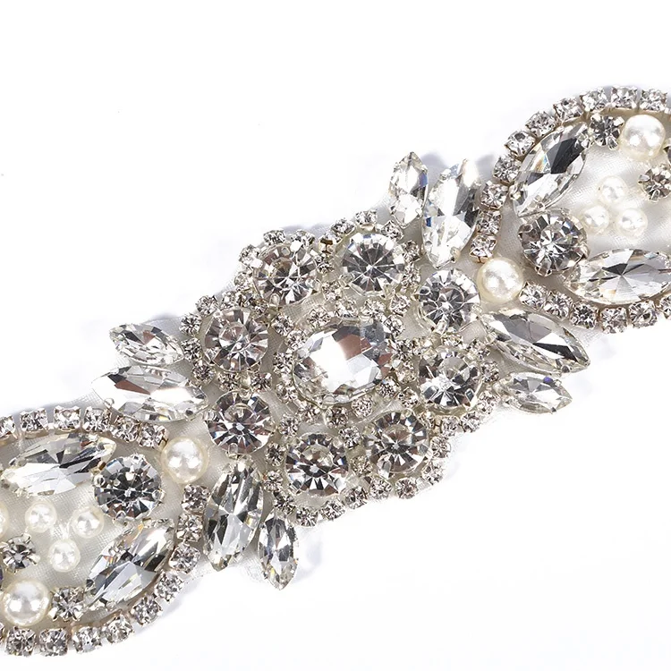 Hot Sale Many Colour Rhinestone Patch Applique for Bridal Sash Wedding Dress Belt RH1036