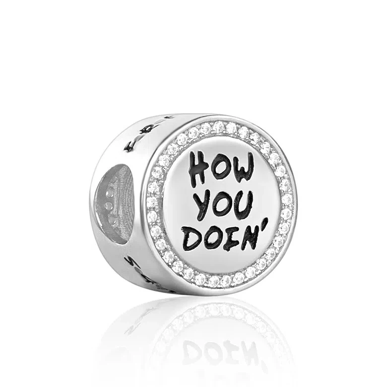 Fit Original Brand Charm Bracelet 925 Sterling Silver TV Show Friends How You Doing Zirconia Bead For Dropship Jewelry Making